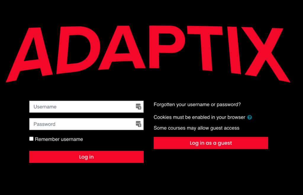 Moodle Netflix login page